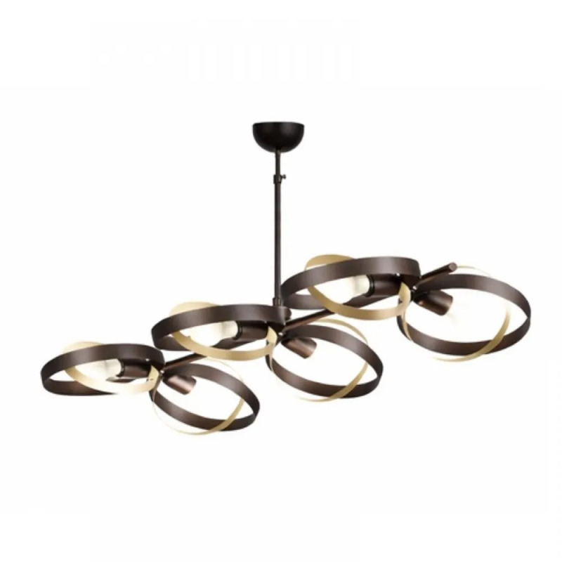 NG Lighting Κρεμαστό Φωτιστικό Ράγα Χειροποίητο Μεταλλικό Σκουριά/Μόκα Εξάφωτο Ε27 95x70cm 2026077